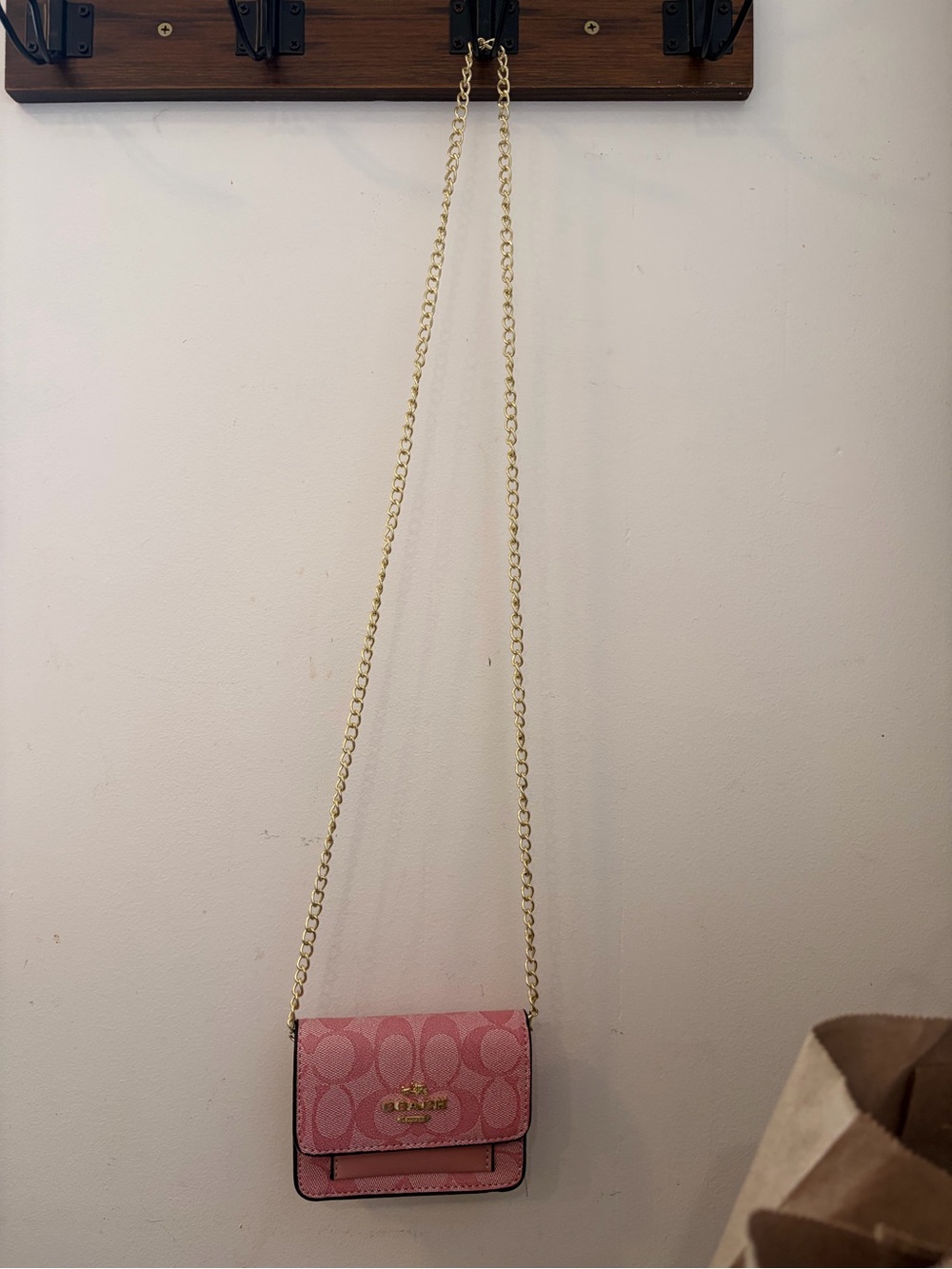 Coach Mini Wallet on Chain in Signature Canvas, full inclusion w/ box & dusty - Picture 11 of 13